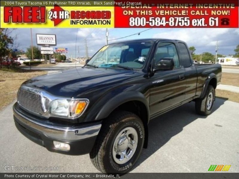 Black Sand Pearl / Charcoal 2004 Toyota Tacoma V6 PreRunner TRD Xtracab