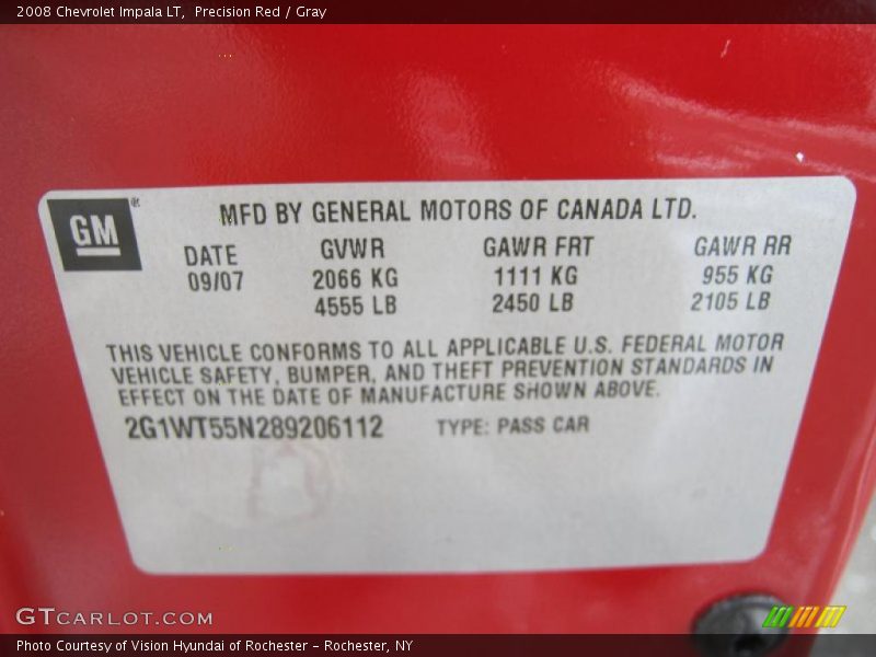 Precision Red / Gray 2008 Chevrolet Impala LT