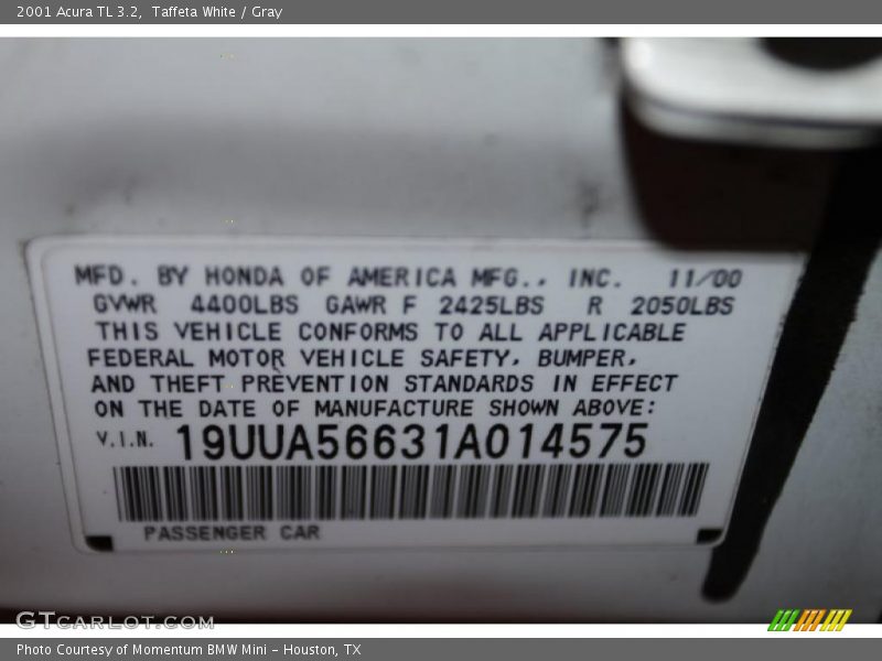 Info Tag of 2001 TL 3.2