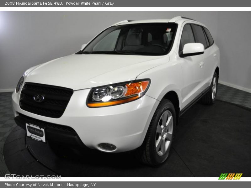 Powder White Pearl / Gray 2008 Hyundai Santa Fe SE 4WD