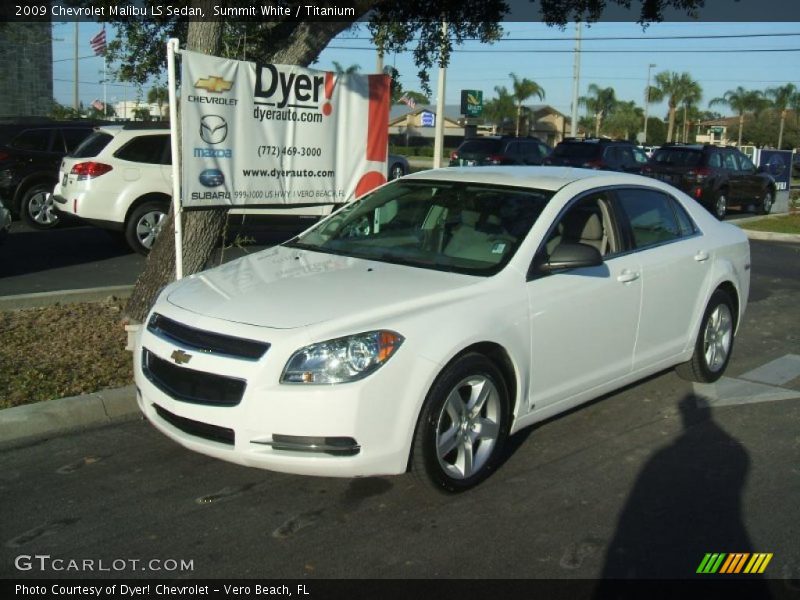 Summit White / Titanium 2009 Chevrolet Malibu LS Sedan