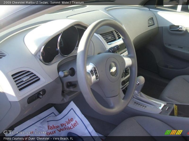 Summit White / Titanium 2009 Chevrolet Malibu LS Sedan