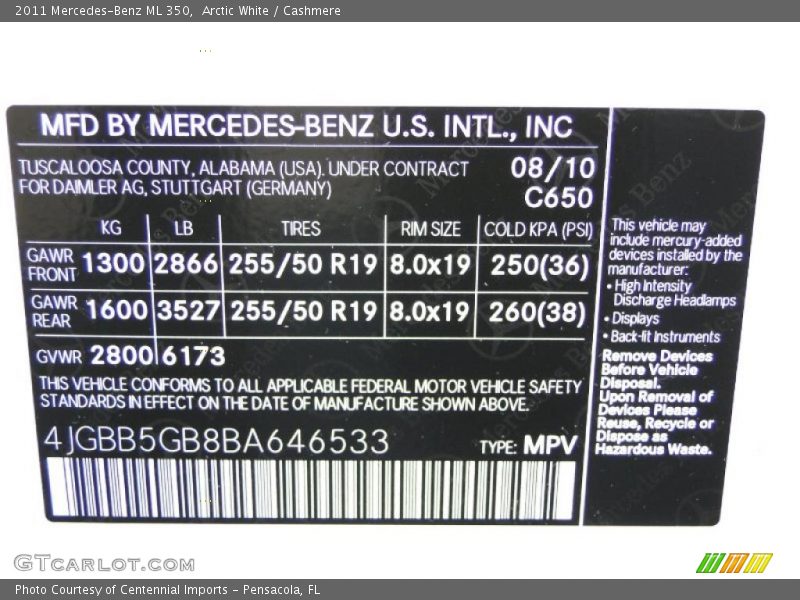 Arctic White / Cashmere 2011 Mercedes-Benz ML 350