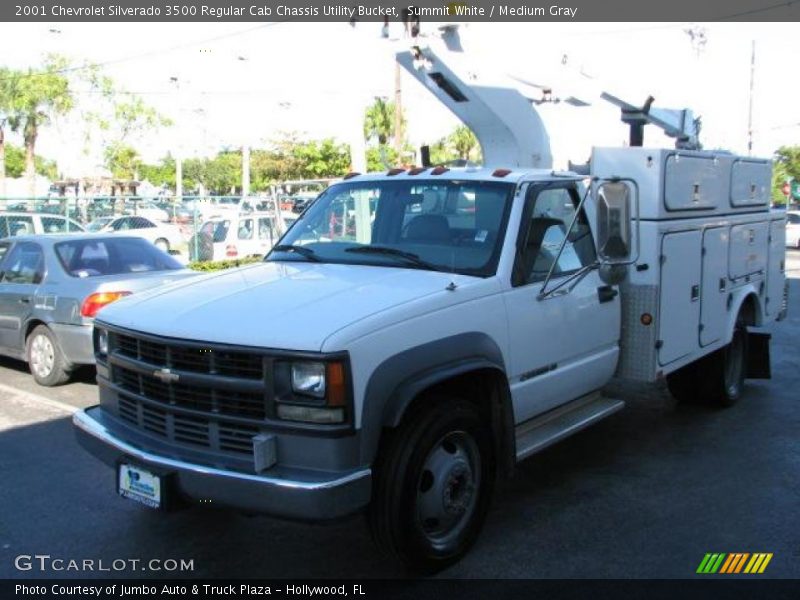 Summit White / Medium Gray 2001 Chevrolet Silverado 3500 Regular Cab Chassis Utility Bucket