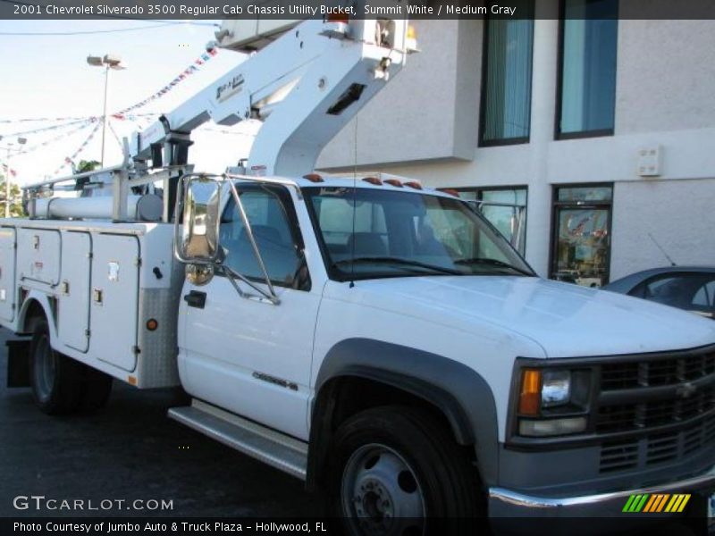 Summit White / Medium Gray 2001 Chevrolet Silverado 3500 Regular Cab Chassis Utility Bucket