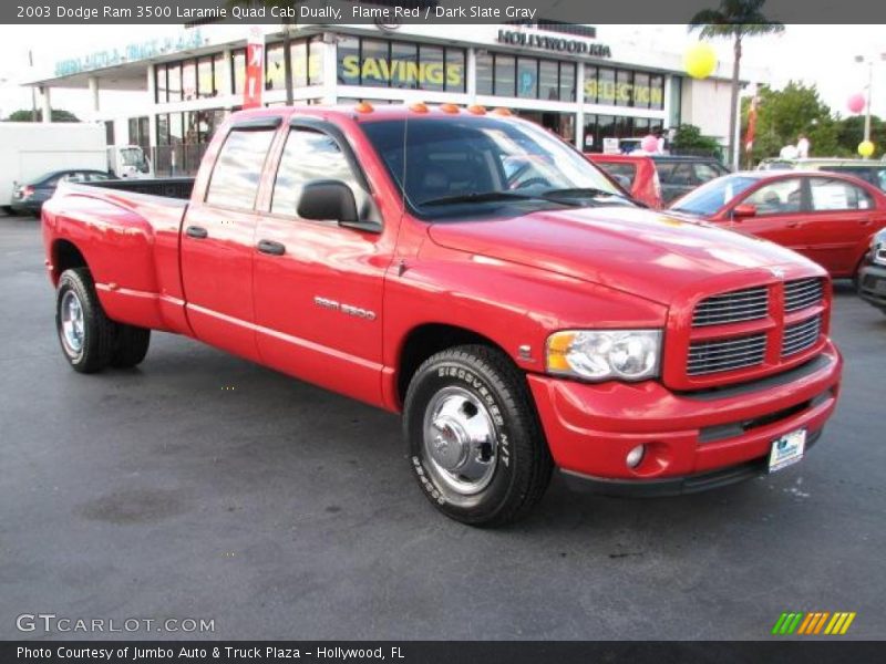 Flame Red / Dark Slate Gray 2003 Dodge Ram 3500 Laramie Quad Cab Dually