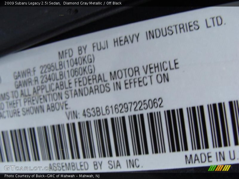 Diamond Gray Metallic / Off Black 2009 Subaru Legacy 2.5i Sedan