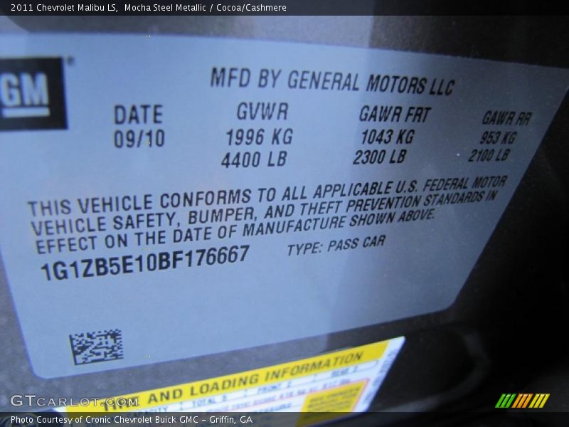 Mocha Steel Metallic / Cocoa/Cashmere 2011 Chevrolet Malibu LS