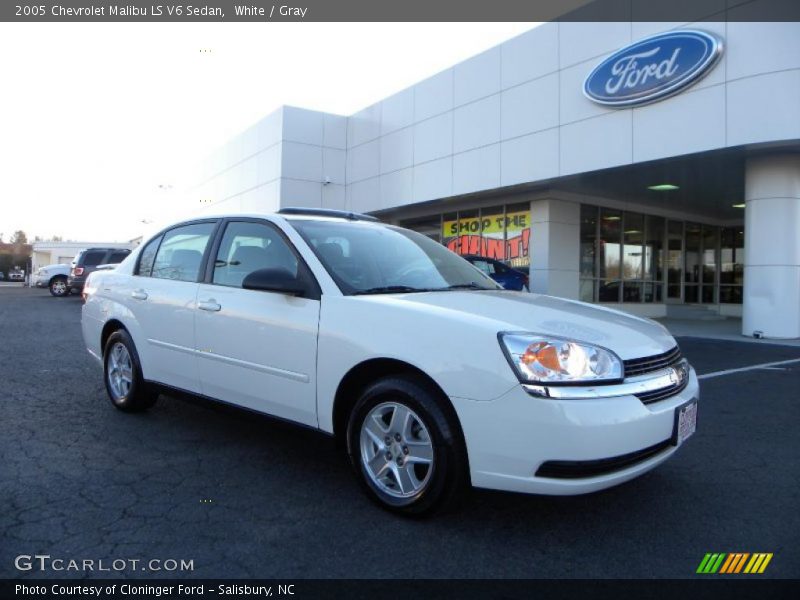 White / Gray 2005 Chevrolet Malibu LS V6 Sedan