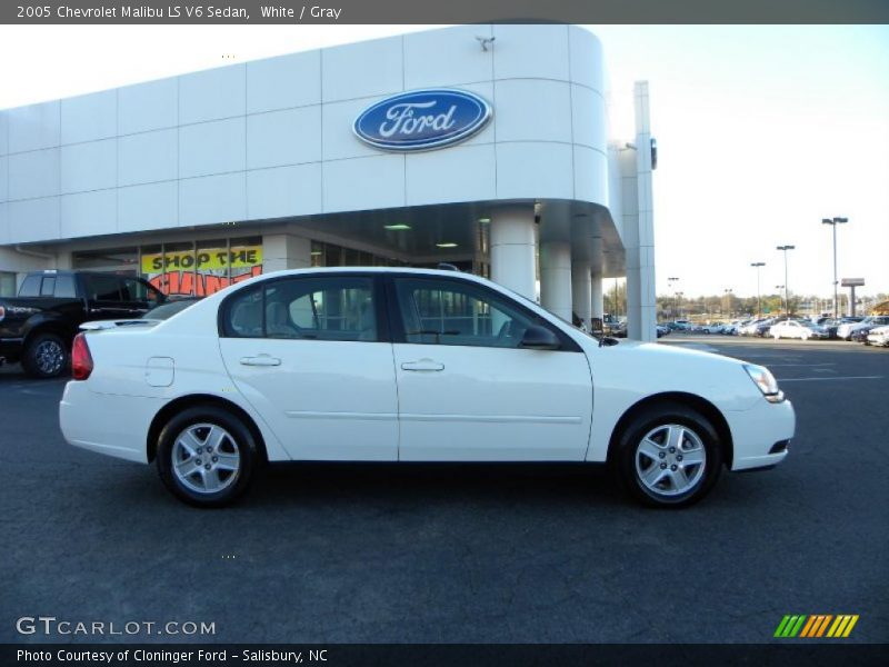 White / Gray 2005 Chevrolet Malibu LS V6 Sedan