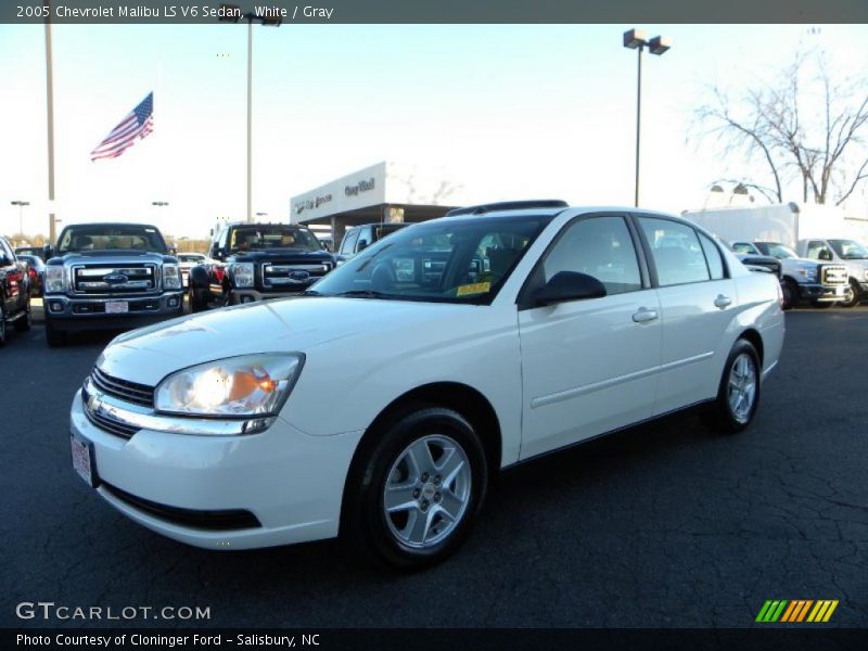 White / Gray 2005 Chevrolet Malibu LS V6 Sedan