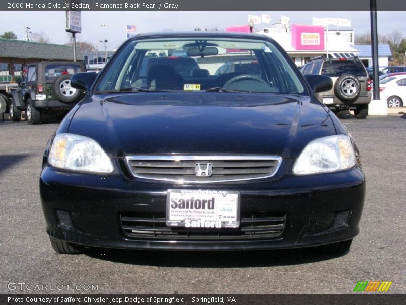 Flamenco Black Pearl / Gray 2000 Honda Civic LX Sedan