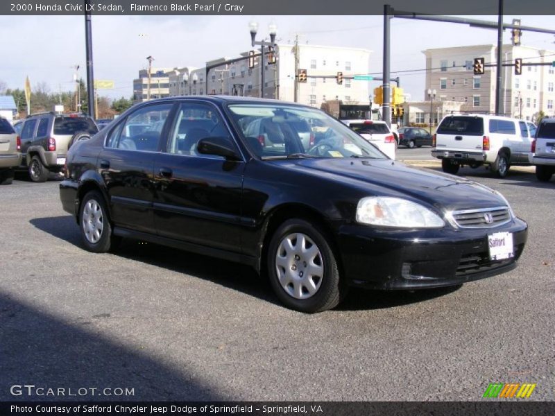 Flamenco Black Pearl / Gray 2000 Honda Civic LX Sedan
