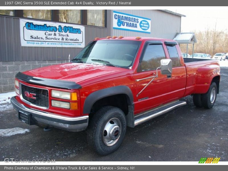 Victory Red / Neutral 1997 GMC Sierra 3500 SLE Extended Cab 4x4 Dually