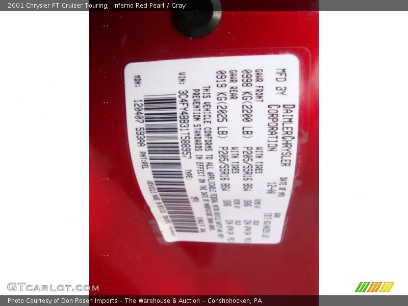 Inferno Red Pearl / Gray 2001 Chrysler PT Cruiser Touring