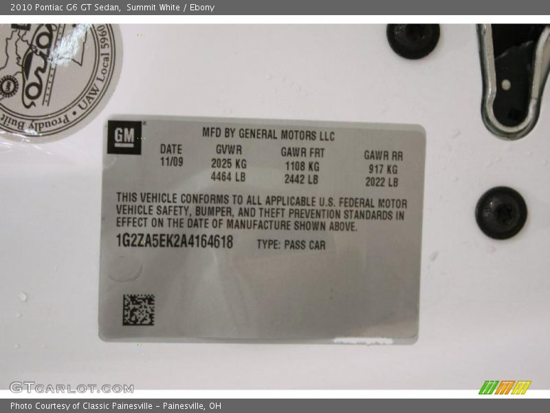 Summit White / Ebony 2010 Pontiac G6 GT Sedan