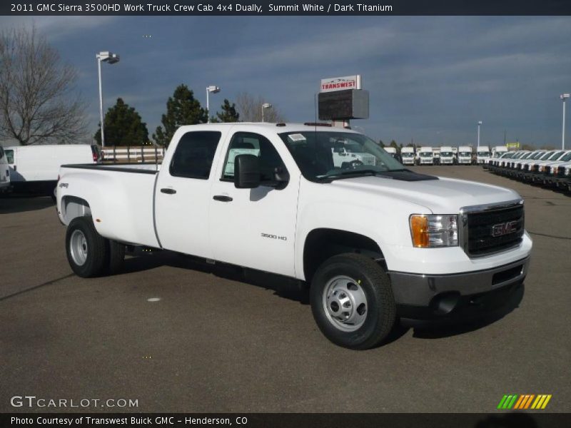 Front 3/4 View of 2011 Sierra 3500HD Work Truck Crew Cab 4x4 Dually
