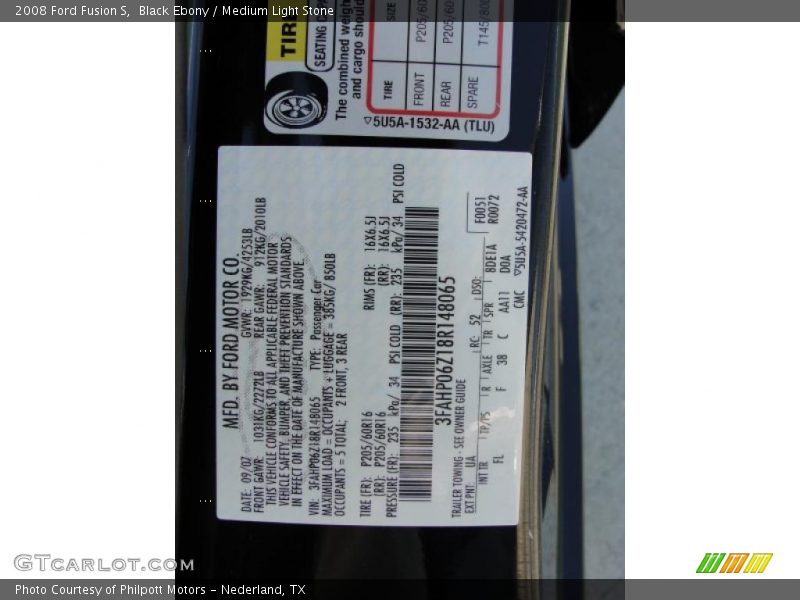 Black Ebony / Medium Light Stone 2008 Ford Fusion S