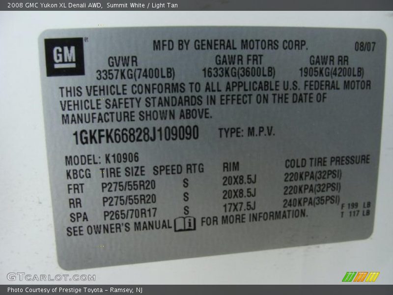 Summit White / Light Tan 2008 GMC Yukon XL Denali AWD