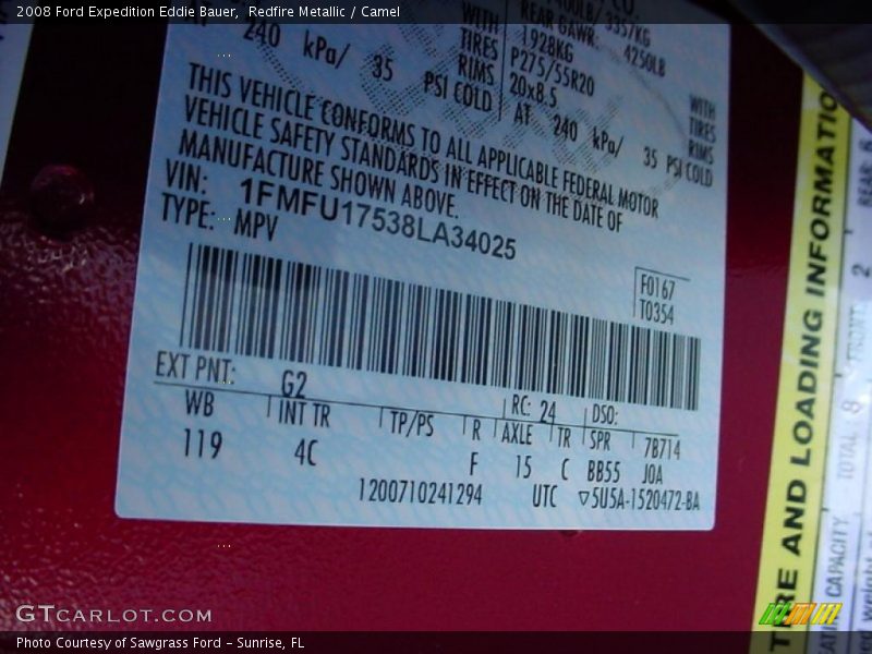 Redfire Metallic / Camel 2008 Ford Expedition Eddie Bauer