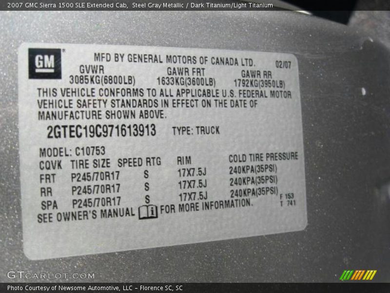 Steel Gray Metallic / Dark Titanium/Light Titanium 2007 GMC Sierra 1500 SLE Extended Cab