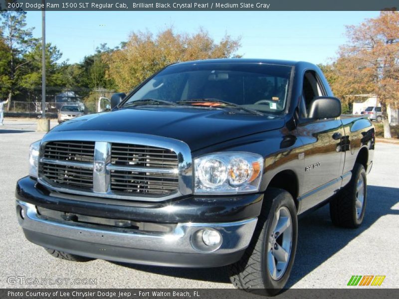 Brilliant Black Crystal Pearl / Medium Slate Gray 2007 Dodge Ram 1500 SLT Regular Cab