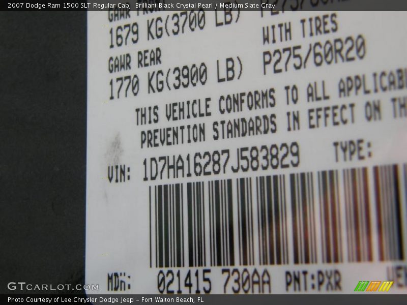 Brilliant Black Crystal Pearl / Medium Slate Gray 2007 Dodge Ram 1500 SLT Regular Cab