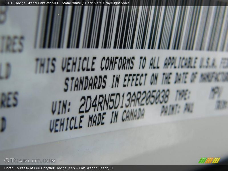 Stone White / Dark Slate Gray/Light Shale 2010 Dodge Grand Caravan SXT