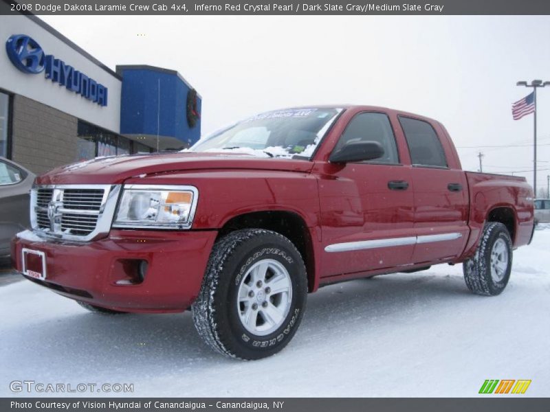 Inferno Red Crystal Pearl / Dark Slate Gray/Medium Slate Gray 2008 Dodge Dakota Laramie Crew Cab 4x4