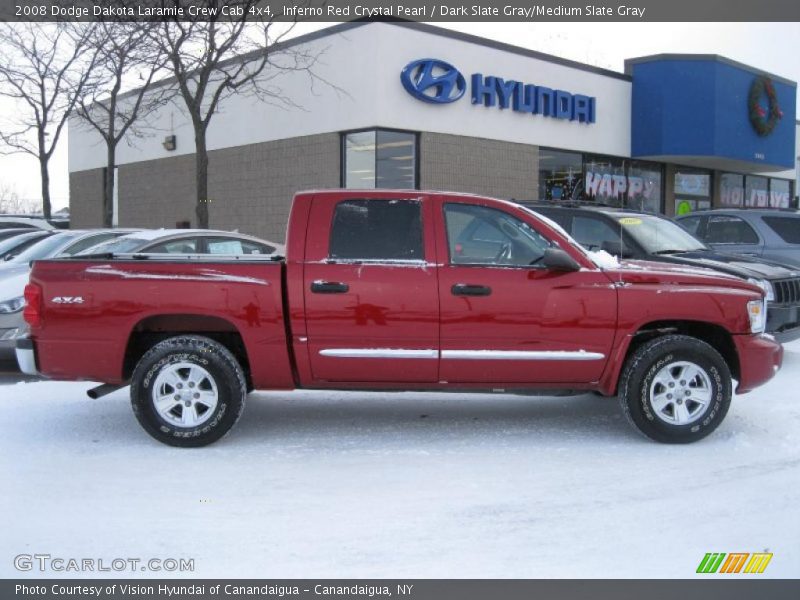 Inferno Red Crystal Pearl / Dark Slate Gray/Medium Slate Gray 2008 Dodge Dakota Laramie Crew Cab 4x4