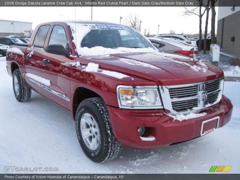 Inferno Red Crystal Pearl / Dark Slate Gray/Medium Slate Gray 2008 Dodge Dakota Laramie Crew Cab 4x4