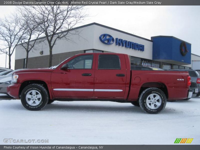 Inferno Red Crystal Pearl / Dark Slate Gray/Medium Slate Gray 2008 Dodge Dakota Laramie Crew Cab 4x4