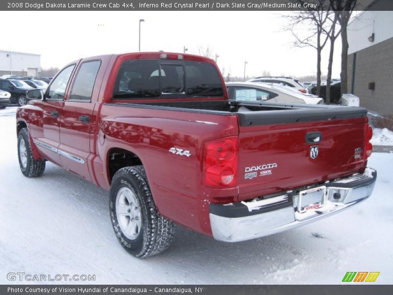 Inferno Red Crystal Pearl / Dark Slate Gray/Medium Slate Gray 2008 Dodge Dakota Laramie Crew Cab 4x4