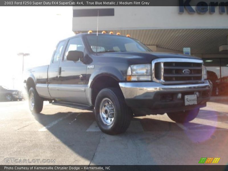 True Blue Metallic / Medium Flint Grey 2003 Ford F250 Super Duty FX4 SuperCab 4x4