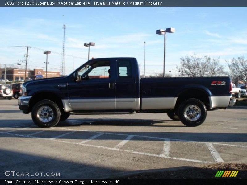 True Blue Metallic / Medium Flint Grey 2003 Ford F250 Super Duty FX4 SuperCab 4x4