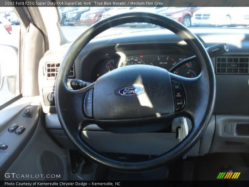 True Blue Metallic / Medium Flint Grey 2003 Ford F250 Super Duty FX4 SuperCab 4x4