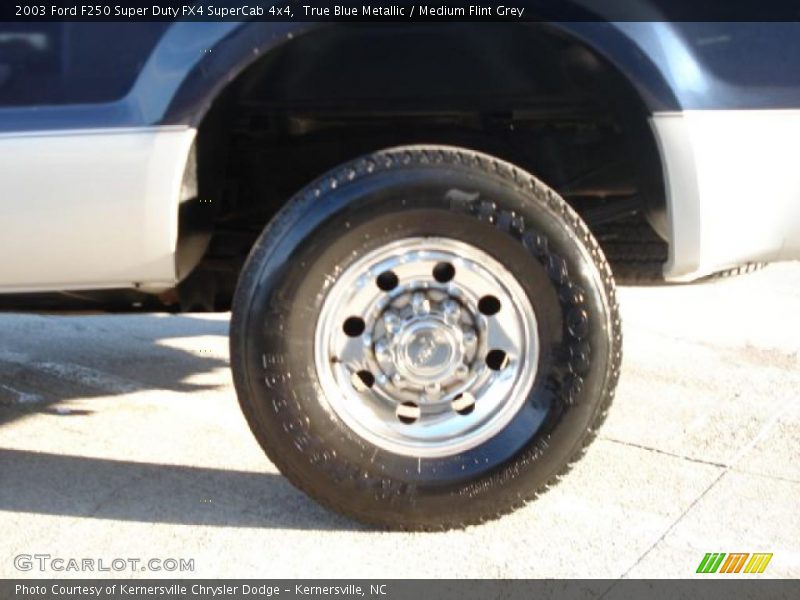 True Blue Metallic / Medium Flint Grey 2003 Ford F250 Super Duty FX4 SuperCab 4x4