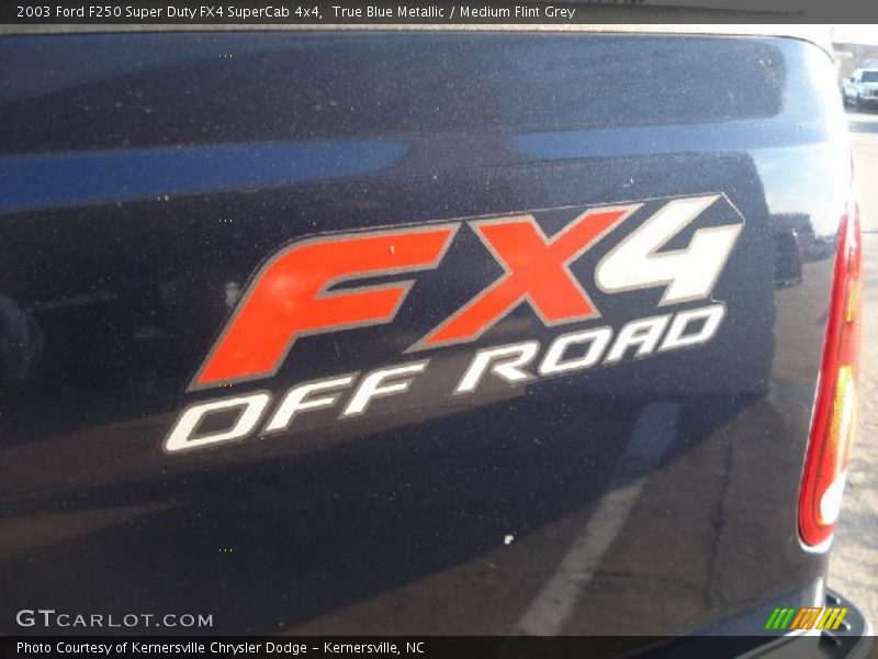 True Blue Metallic / Medium Flint Grey 2003 Ford F250 Super Duty FX4 SuperCab 4x4