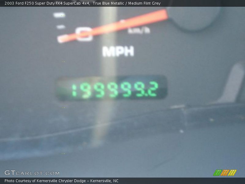 True Blue Metallic / Medium Flint Grey 2003 Ford F250 Super Duty FX4 SuperCab 4x4