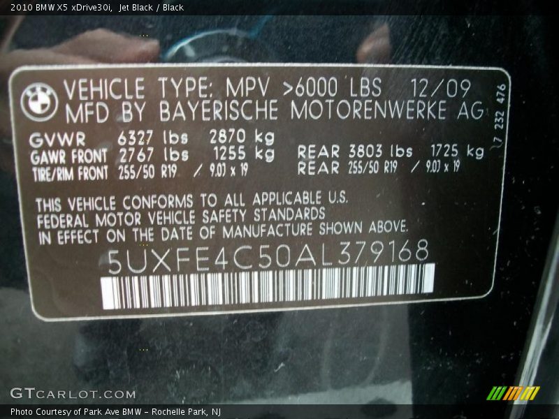 Jet Black / Black 2010 BMW X5 xDrive30i