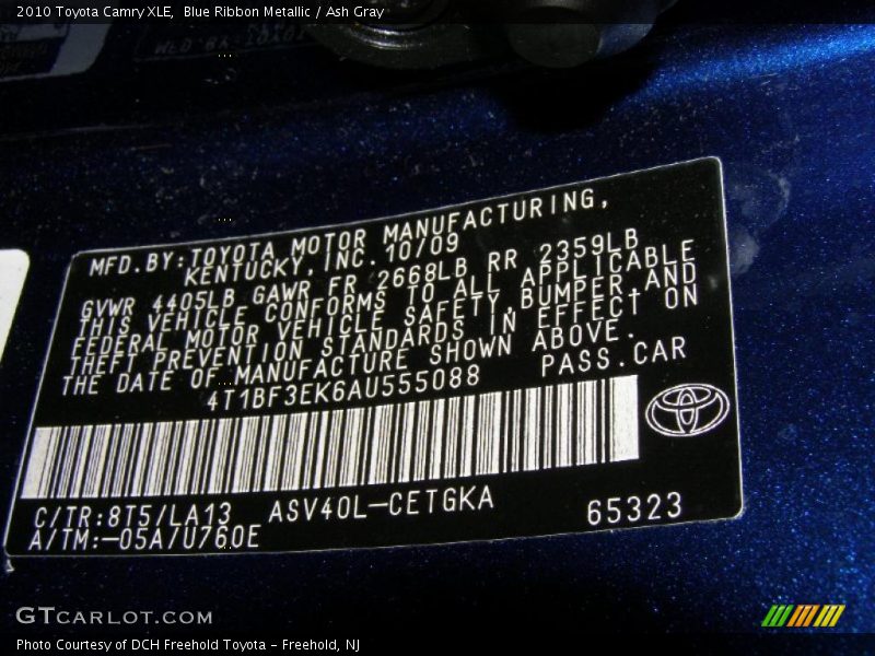 Blue Ribbon Metallic / Ash Gray 2010 Toyota Camry XLE
