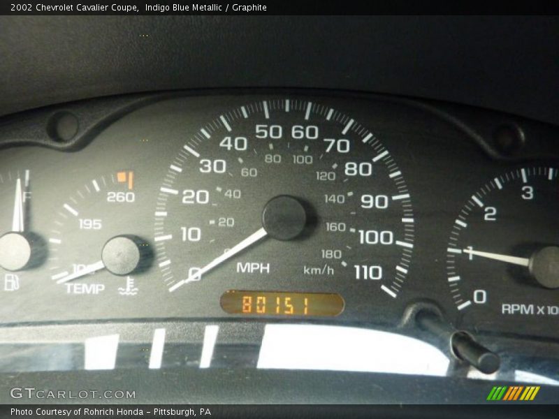 Indigo Blue Metallic / Graphite 2002 Chevrolet Cavalier Coupe