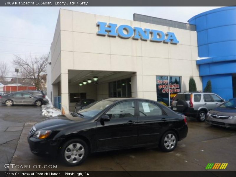 Ebony Black / Gray 2009 Kia Spectra EX Sedan