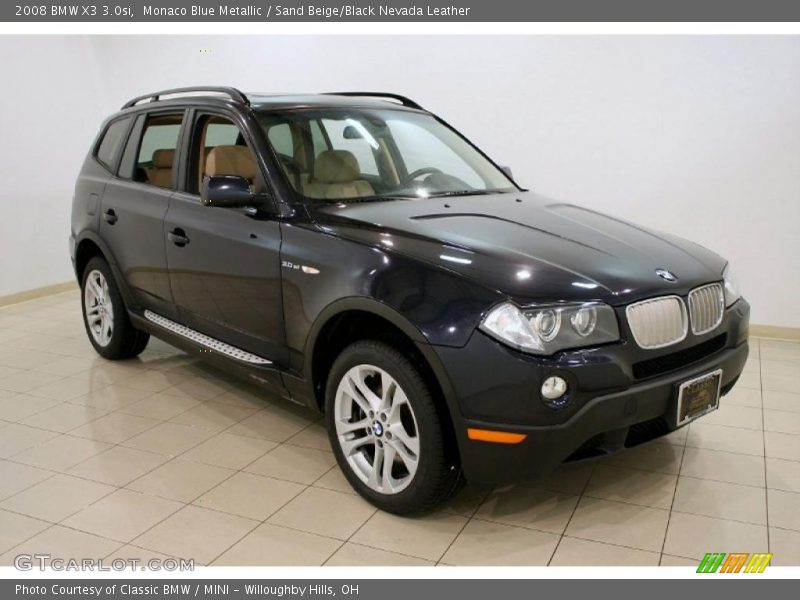 Monaco Blue Metallic / Sand Beige/Black Nevada Leather 2008 BMW X3 3.0si