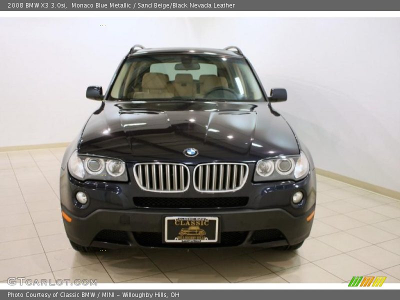 Monaco Blue Metallic / Sand Beige/Black Nevada Leather 2008 BMW X3 3.0si