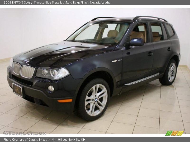 Monaco Blue Metallic / Sand Beige/Black Nevada Leather 2008 BMW X3 3.0si