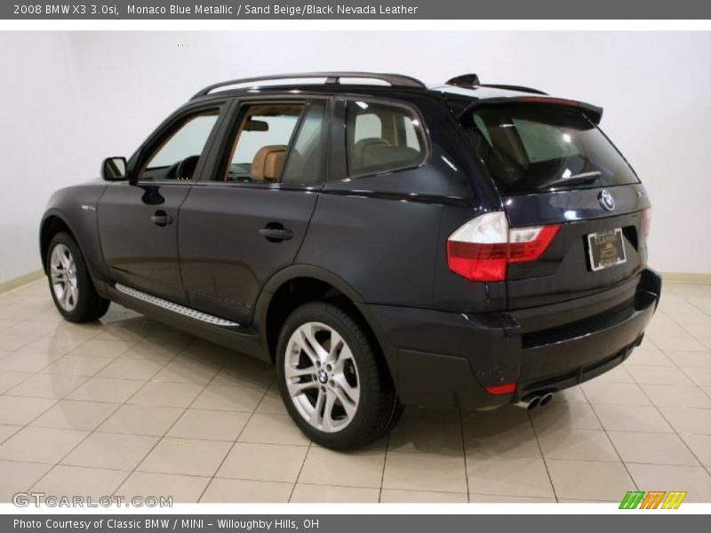 Monaco Blue Metallic / Sand Beige/Black Nevada Leather 2008 BMW X3 3.0si