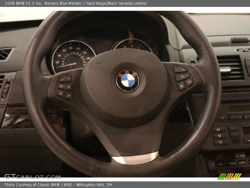 Monaco Blue Metallic / Sand Beige/Black Nevada Leather 2008 BMW X3 3.0si
