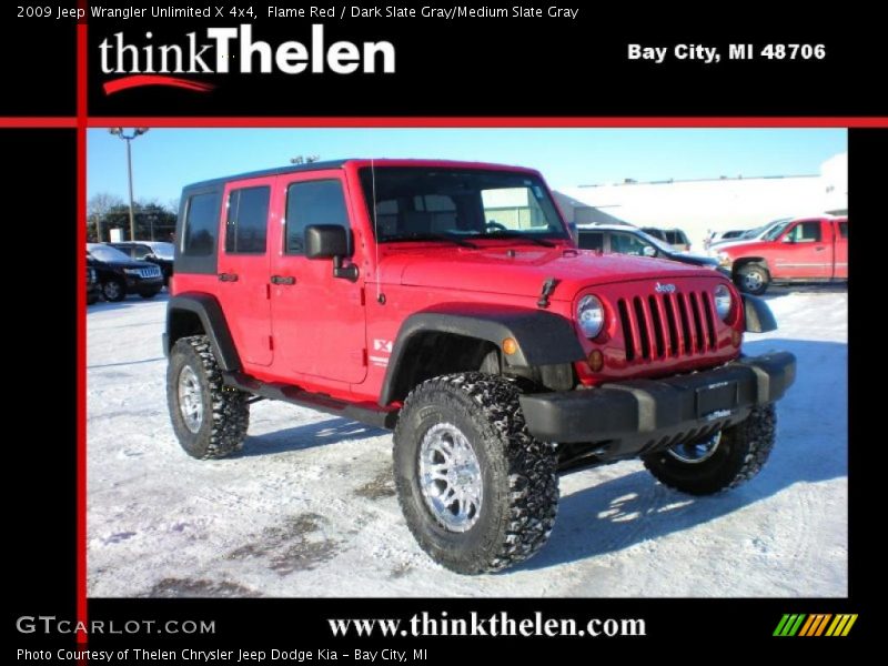 Flame Red / Dark Slate Gray/Medium Slate Gray 2009 Jeep Wrangler Unlimited X 4x4
