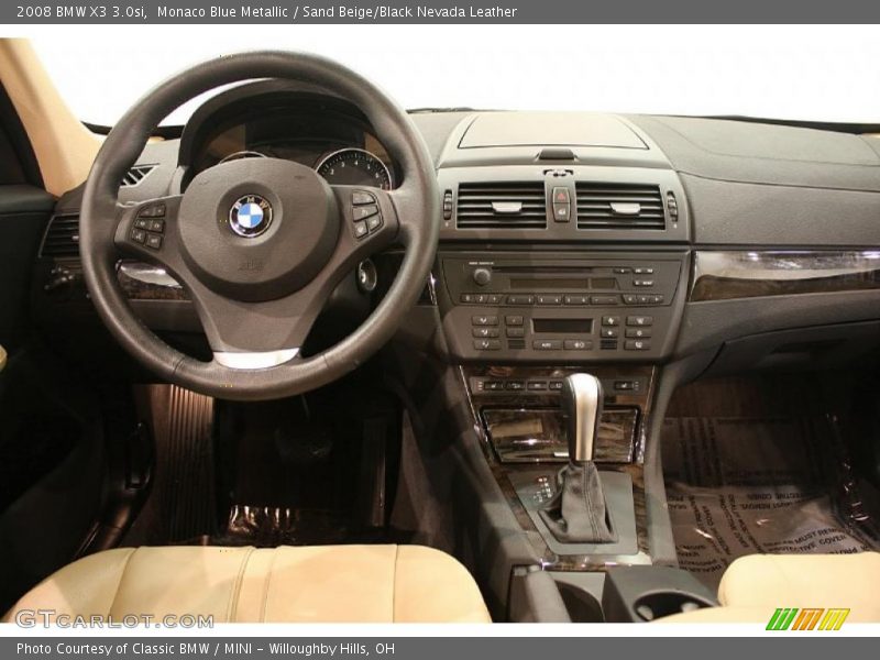 Monaco Blue Metallic / Sand Beige/Black Nevada Leather 2008 BMW X3 3.0si